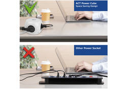Stekkerblok ACT 3 voudig inclusief 2x USB C/A 1.5 meter wit/grijs