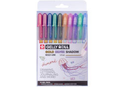 Gelschrijver Sakura Gelly Roll Gold Silver Shadow set à 10 kleuren
