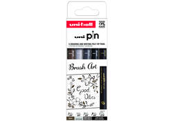 Fineliner Uni-ball Pin Brush Art set à 5 stuks assorti