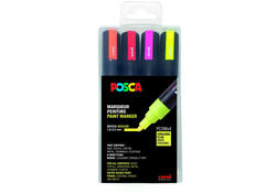 Verfstift Posca PC5M medium fluor assorti set à 4 stuks