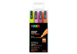 Verfstift Posca PC3M fijn glitter warm assorti set à 4 stuks