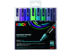 Verfstift Posca PC5M medium koel assorti set à 8 stuks