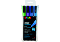 Verfstift Posca PC3M fijn glitter koel assorti set à 4 stuks