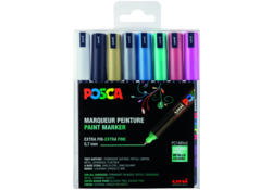 Verfstift Posca PC1MR extra fijn metallic assorti set à 8 stuks