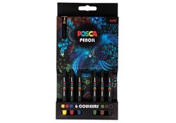 Kleurpotloden Posca assorti set à 6 stuks