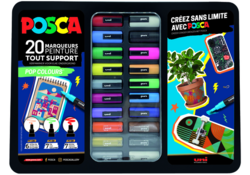 Verfstift Posca Pop Colours assorti metalen koffer à 20 stuks