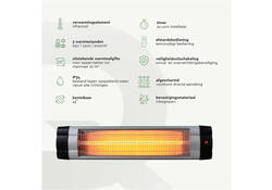 Terrasverwarmer BRASQ PHW200 hangend elektrisch met afstandbediening