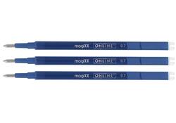 Gelschrijvervulling Online Magixx 0.7mm blauw blister à 3 stuks
