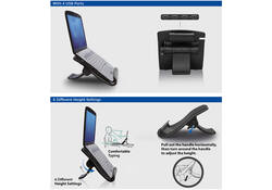 Laptopstandaard ACT 6 standen 4-p hub