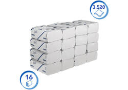 Handdoek Scott i-vouw 2-laags 21,2x18,6cm 16x220stuks wit 6609