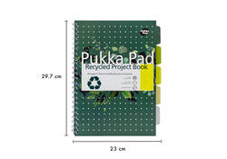 Projectboek Pukka Recycled A4 lijn 5-tabs 4-gaats 200 pagina's 80gr groen