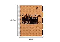 Projectboek Pukka Kraft A4 lijn 5-tabs 200 pagina's 80gr