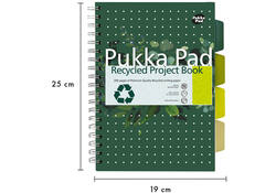 Projectboek Pukka Recycled B5 lijn 4-tabs 200 pagina's 80gr groen