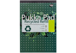 Schrijfblok Pukka Recycled A4 lijn 4-gaats 100 vel 80gr