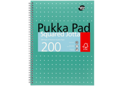 Collegeblok Pukka Jotta A4 ruit 5x5mm 4-gaats 200 pagina's 80gr groen