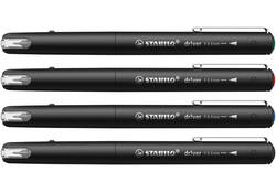 Fineliner STABILO dr!ver fijn assorti 4 stuks