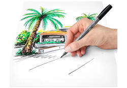 Brushpen Staedtler pigment pen etui à 6 grijze kleuren