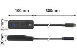 Hub ACT USB-C 3.0 4 poorts USB-A