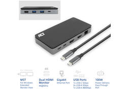 Dockingstation ACT USB-C 4K MST voor 2 HDMI monitoren