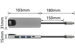 Dockingstation ACT USB-C 4K voor 1 HDMI monitor