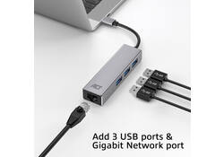 Hub ACT USB-C 3.0 3x USB-A Gigabit ethernet