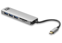 Hub ACT USB-C 3.0, 3x USB-A cardreader PD p-through