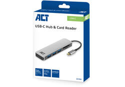 Hub ACT USB-C 3.0, 3x USB-A cardreader PD p-through