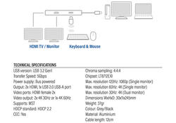 Adapter ACT USB-C 4K multiport voor 2 HDMI monitoren