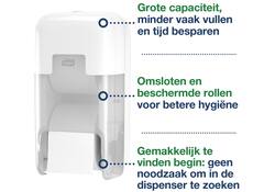 Toiletpapierdispenser Tork T7 Elevation OptiServe Coreless medium verticaal duo wit 558040
