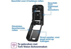 Toiletpapierdispenser Tork T7 Elevation OptiServe Coreless medium verticaal duo zwart 558042