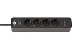 Stekkerdoos Brennenstuhl Ecolor 4 voudig inclusief 2 USB C 1.5 meter zwart