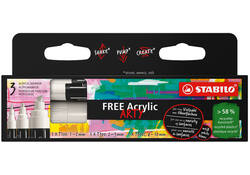 Acrylmarker STABILO Free Acrylic Mixed Tip set à 3 breedtes wit
