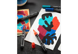 Acrylmarker STABILO Free Acrylic Mixed Tip set à 3 breedtes wit