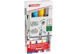 Viltstift edding 385 flipover penseelpunt assorti 4 stuks