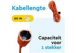 Verlengkabel BRASQ 20m oranje