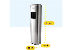 Afvalbak met asbak BRASQ 20 liter AT400 rvs