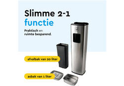 Afvalbak met asbak BRASQ 20 liter AT400 rvs