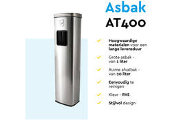 Afvalbak met asbak BRASQ 20 liter AT400 rvs