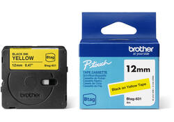 Labeltape Brother P-touch Btag-631 standaard 12mm zwart op geel