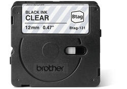 Labeltape Brother P-touch Btag-131 standaard 12mm zwart op transparant