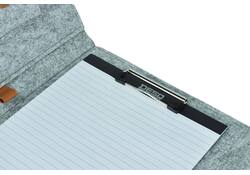 Schrijfmap DESQ A4 vilt met papierclip en elastiek sluiting grijs