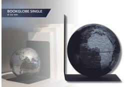 Boekensteun Troika met magnetische globe 13cm zwart-zilver