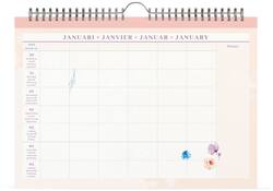 Familiekalender 2026 Lannoo 310x220 Flowers watercolour 7dag/1pag lila