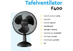Tafelventilator BRASQ F400 Ø 30cm zwart
