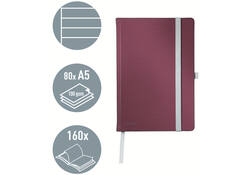 Notitieboek Leitz Style A5 lijn 160 pagina's 100gr rood