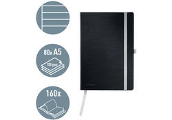Notitieboek Leitz Style A5 lijn 160 pagina's 100gr zwart