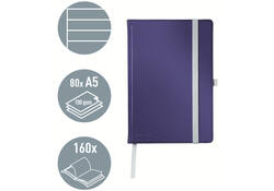 Notitieboek Leitz Style A5 lijn 160 pagina's 100gr blauw