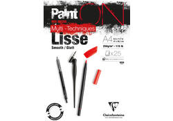 Tekenblok Clairefontaine Paint On A4 glad 25 vel 250gr wit