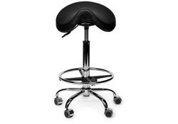 Zadelkruk Office Premium standaard met voetring harde wielen zw