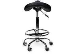 Zadelkruk Office Premium standaard met voetring harde wielen zw